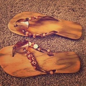Cute brown beaded sandals